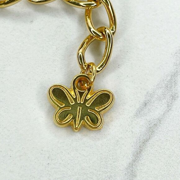 Black Faux Leather Belt Butterfly Charm Gold Chain Accents Medium (M) ✨ - Picture 7 of 8